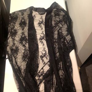 Long black lace robe (xl)